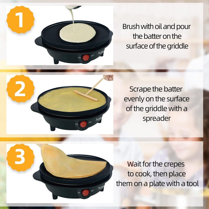 Aoruru 7”Crepe Maker Electric Pancake Pan - Image 3